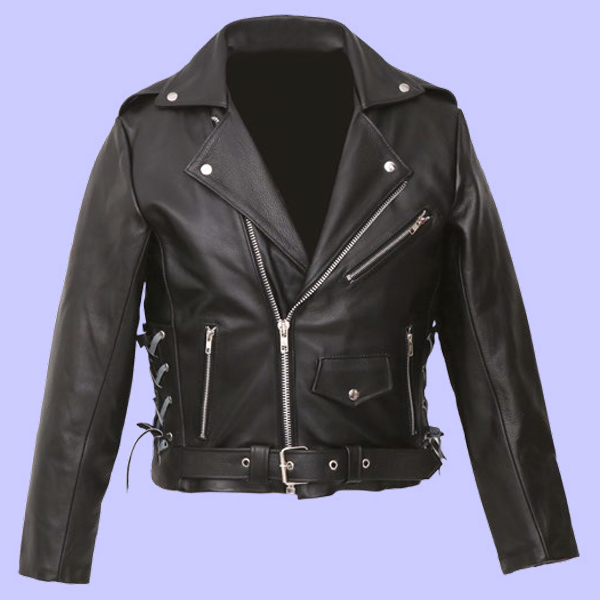 Chamarra de Piel Rockera Anca para Caballero - Rebel