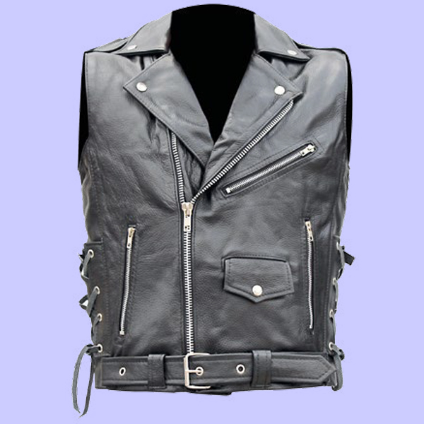 Chaleco de Piel Rockero para Caballero - Asfalto